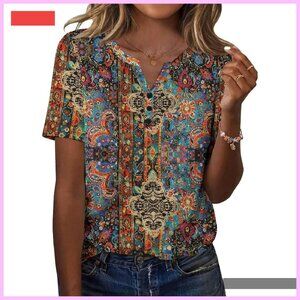 Short Sleeve V Neck Blouse Business Casual Work Top